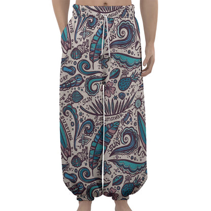 Summer Surfing Pattern Print Lantern Pants