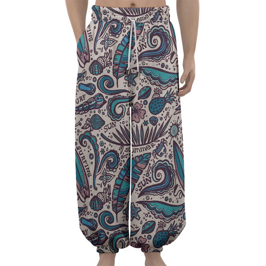 Summer Surfing Pattern Print Lantern Pants
