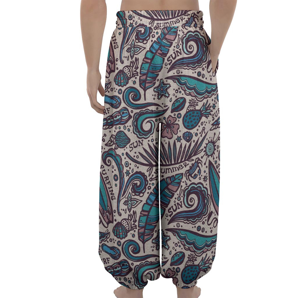 Summer Surfing Pattern Print Lantern Pants