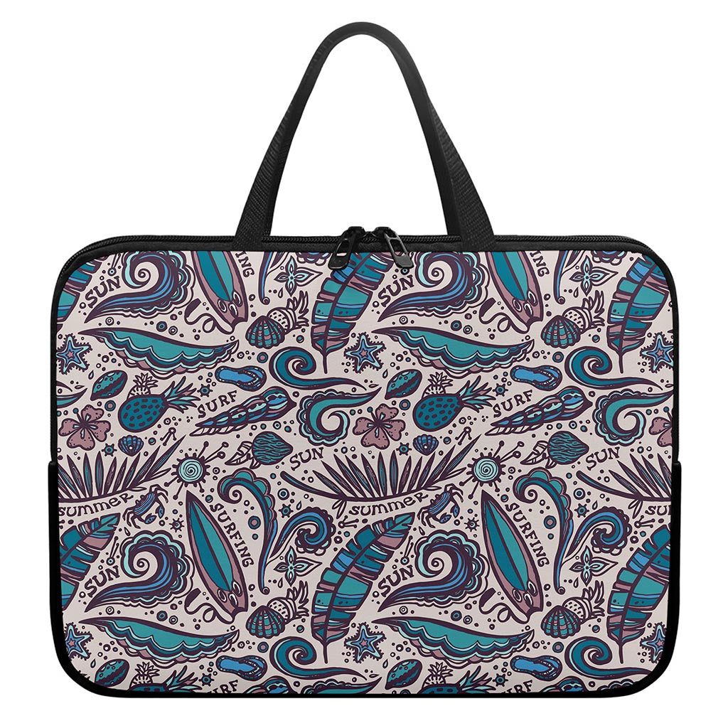 Summer Surfing Pattern Print Laptop Sleeve With Handle
