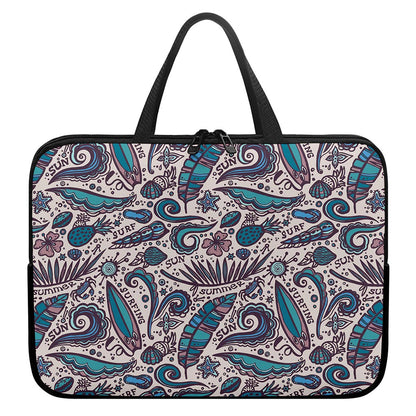 Summer Surfing Pattern Print Laptop Sleeve With Handle