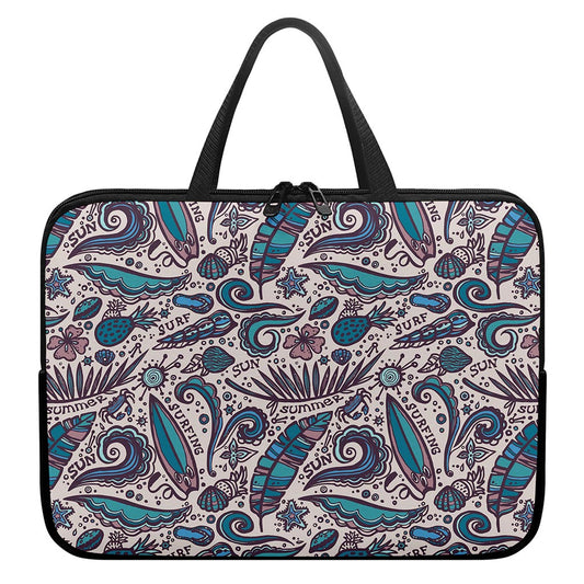 Summer Surfing Pattern Print Laptop Sleeve With Handle