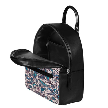 Summer Surfing Pattern Print Leather Backpack