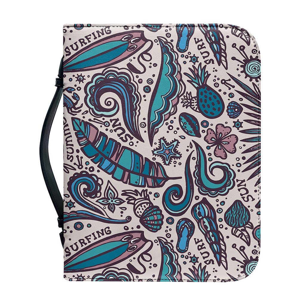 Summer Surfing Pattern Print Leather Bible Cover