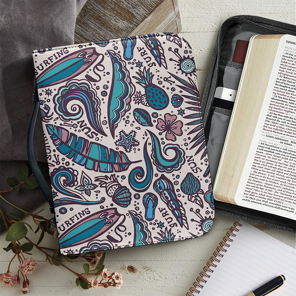 Summer Surfing Pattern Print Leather Bible Cover