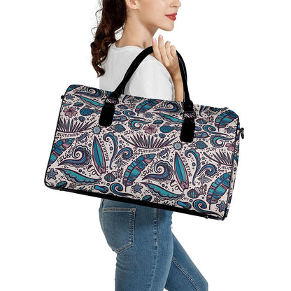 Summer Surfing Pattern Print Leather Duffle Bag