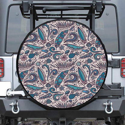 Summer Surfing Pattern Print Leather Spare Tire Cover