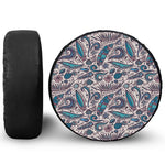 Summer Surfing Pattern Print Leather Spare Tire Cover