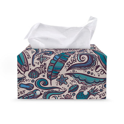 Summer Surfing Pattern Print Leather Tissue Box Cover