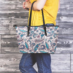 Summer Surfing Pattern Print Leather Tote Bag