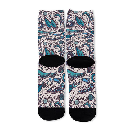 Summer Surfing Pattern Print Long Socks