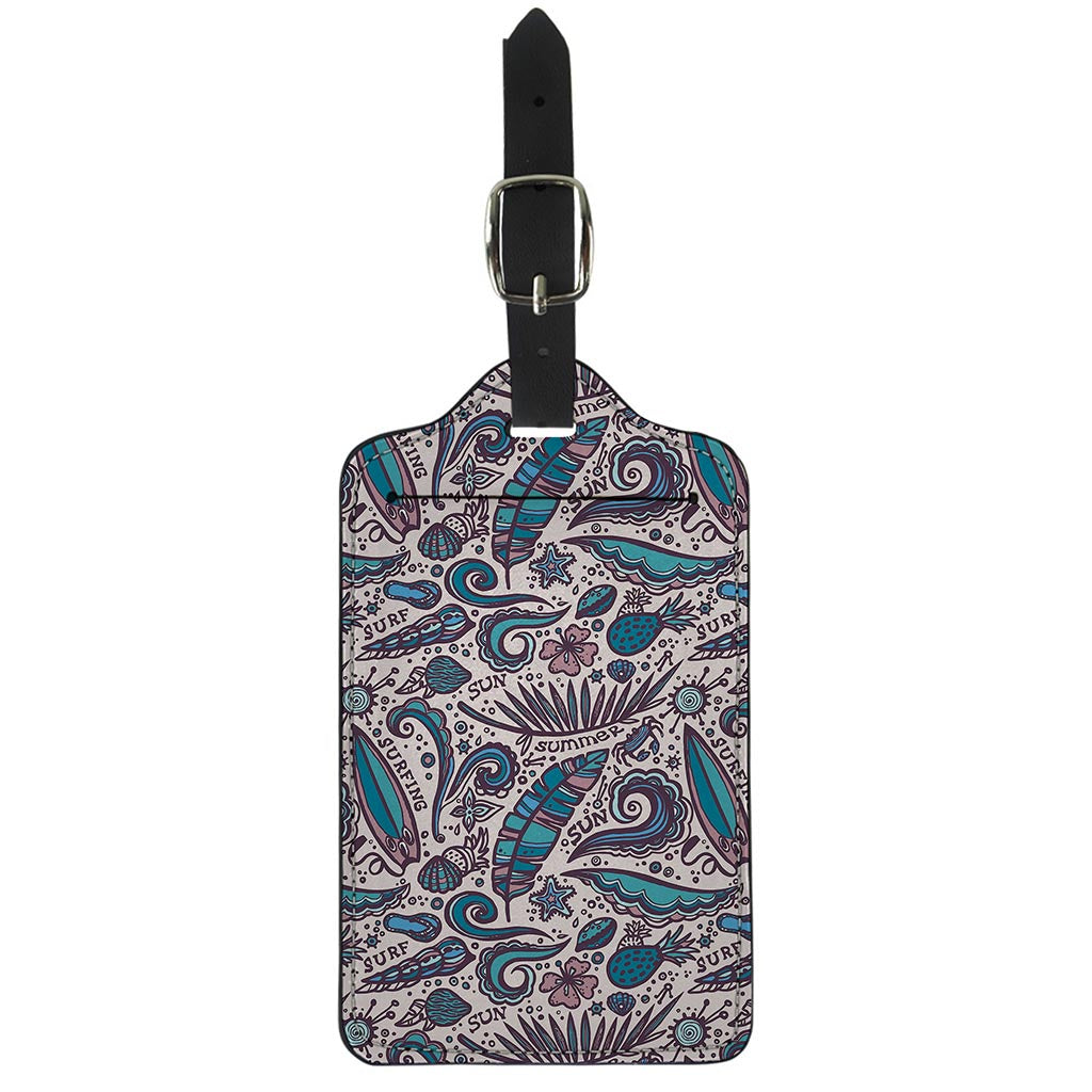 Summer Surfing Pattern Print Luggage Tag