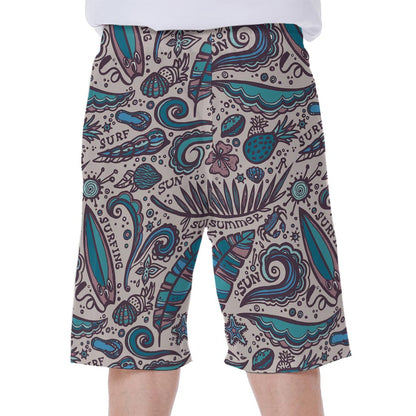 Summer Surfing Pattern Print Men's Beach Shorts