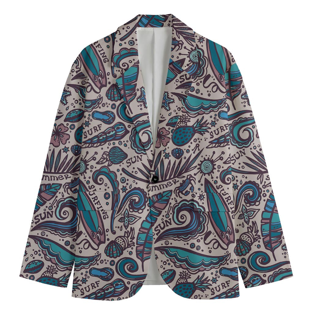 Summer Surfing Pattern Print Men's Blazer