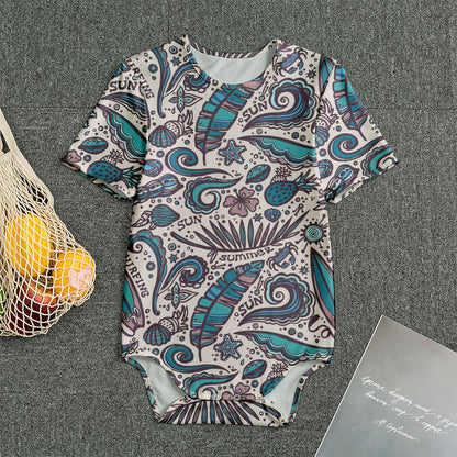 Summer Surfing Pattern Print Men's Bodysuit