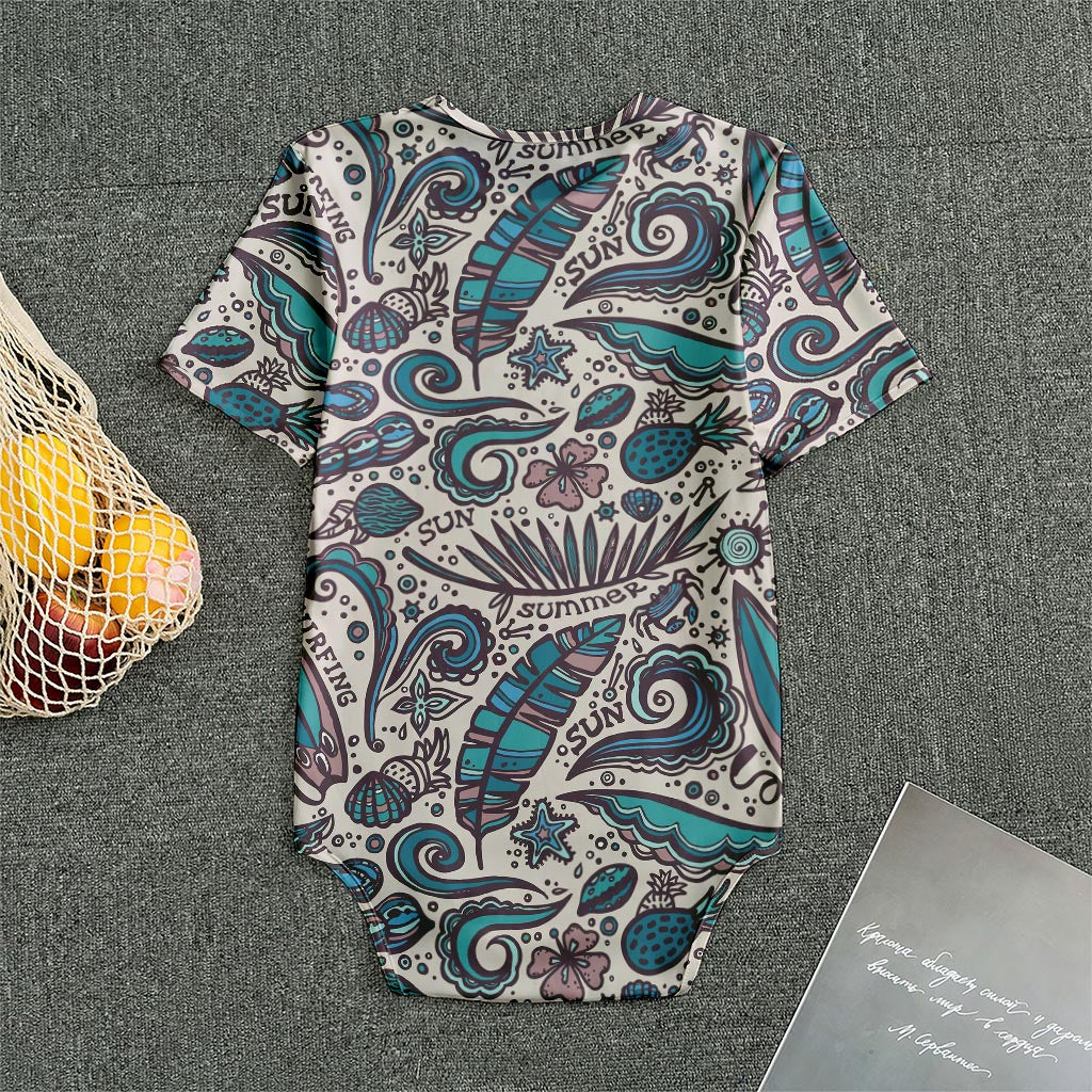 Summer Surfing Pattern Print Men's Bodysuit