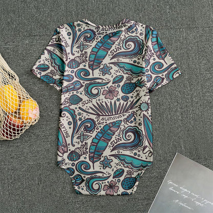 Summer Surfing Pattern Print Men's Bodysuit