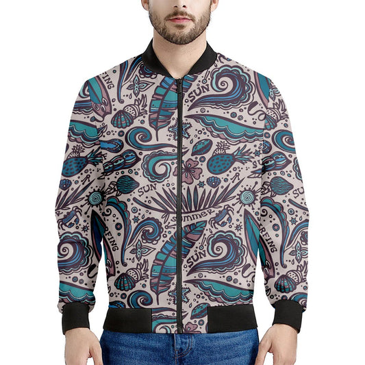 Summer Surfing Pattern Print Men's Bomber Jacket