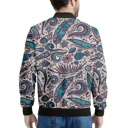 Summer Surfing Pattern Print Men's Bomber Jacket