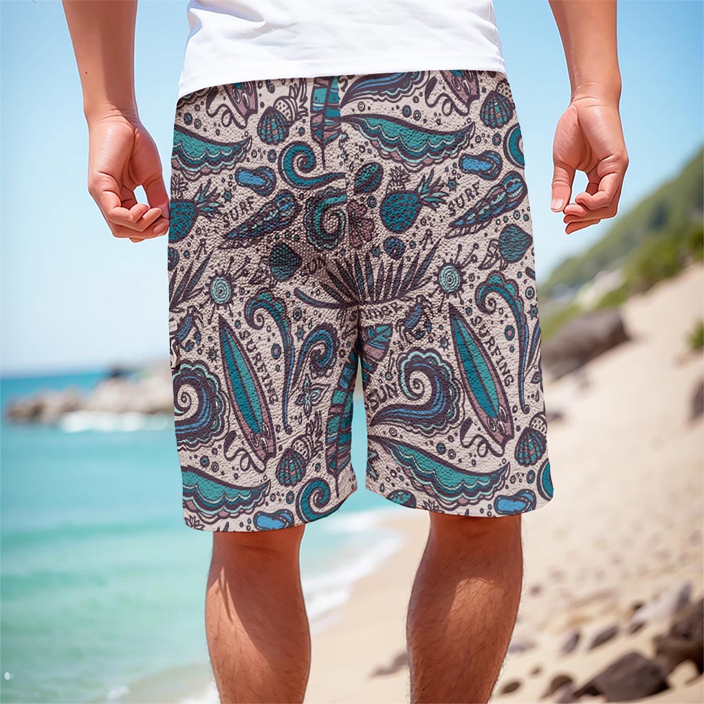 Summer Surfing Pattern Print Men's Cargo Shorts