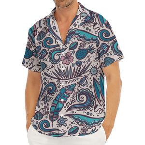 Summer Surfing Pattern Print Men's Deep V-Neck Shirt