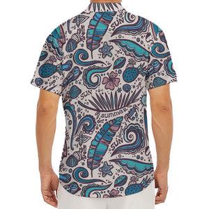 Summer Surfing Pattern Print Men's Deep V-Neck Shirt