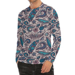 Summer Surfing Pattern Print Men's Long Sleeve Rash Guard