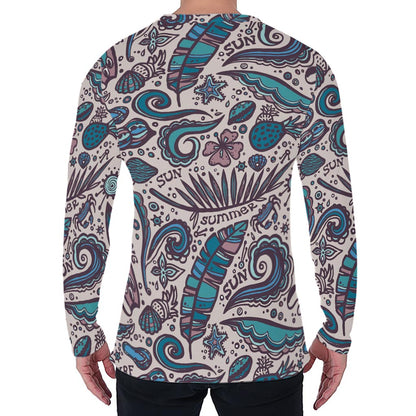Summer Surfing Pattern Print Men's Long Sleeve T-Shirt