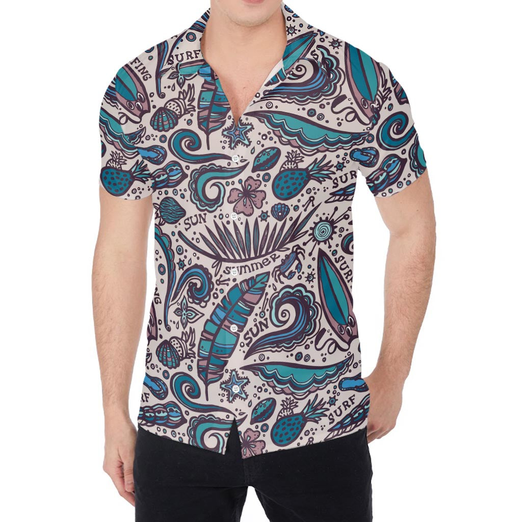 Summer Surfing Pattern Print Men's Shirt
