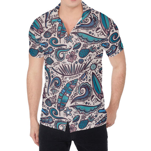 Summer Surfing Pattern Print Men's Shirt