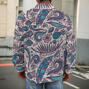 Summer Surfing Pattern Print Men's Shirt Jacket