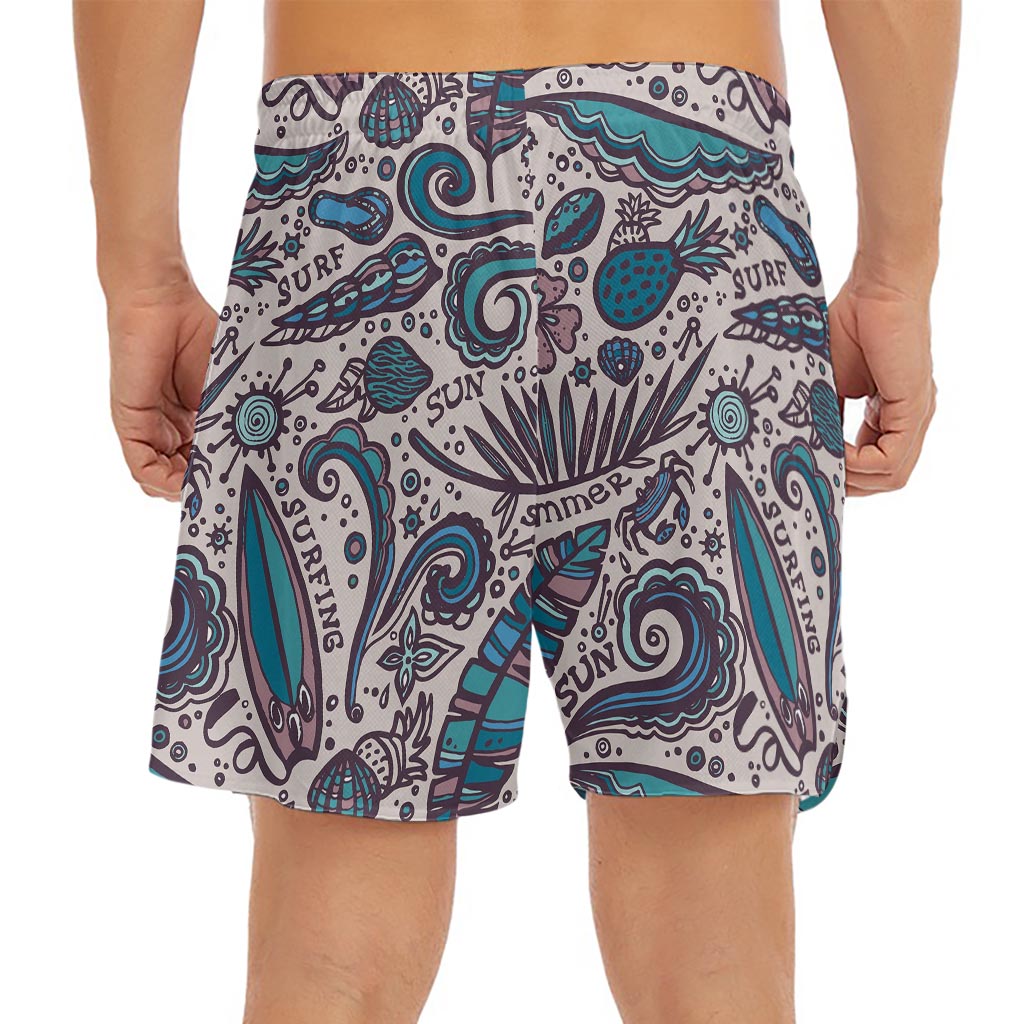 Summer Surfing Pattern Print Men's Split Running Shorts