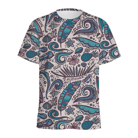 Summer Surfing Pattern Print Men's Sports T-Shirt