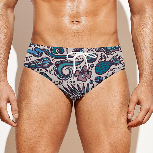 Summer Surfing Pattern Print Men's Swim Briefs