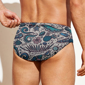 Summer Surfing Pattern Print Men's Swim Briefs