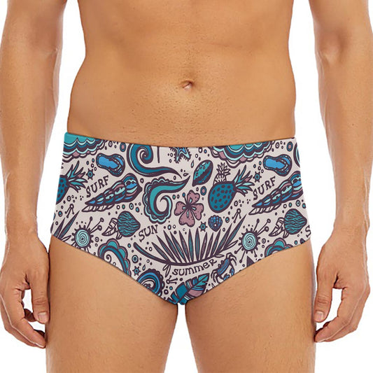 Summer Surfing Pattern Print Men's Triangle Swim Briefs