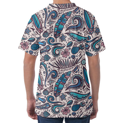 Summer Surfing Pattern Print Men's Velvet T-Shirt