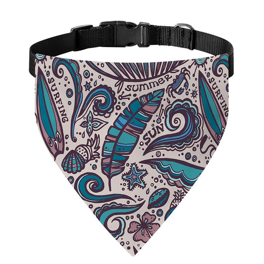 Summer Surfing Pattern Print Over The Collar Dog Bandana