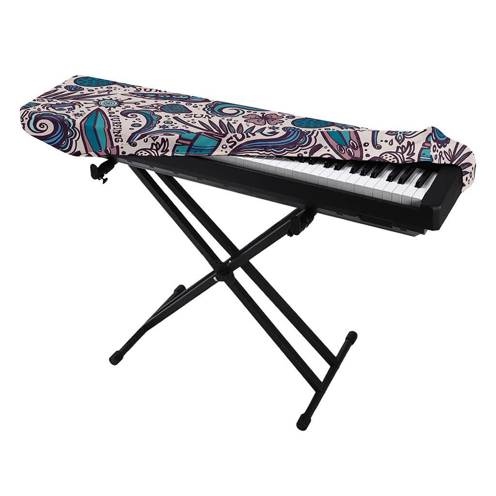Summer Surfing Pattern Print Piano Keyboard Cover