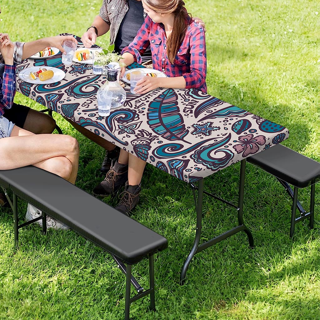 Summer Surfing Pattern Print Picnic Table Cover