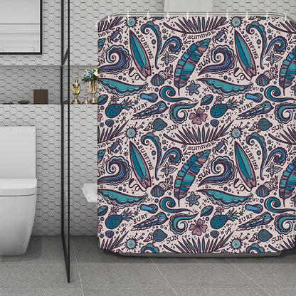 Summer Surfing Pattern Print Polyester Shower Curtain