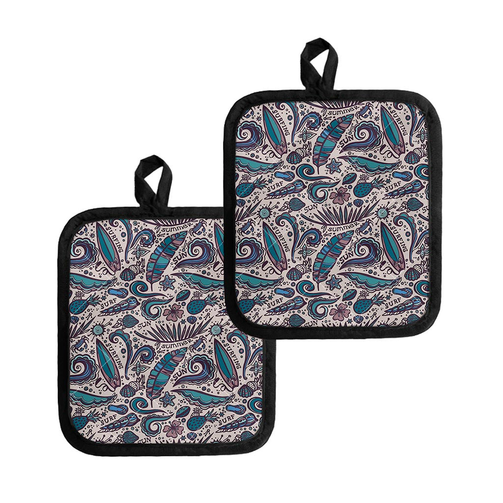Summer Surfing Pattern Print Pot Holders