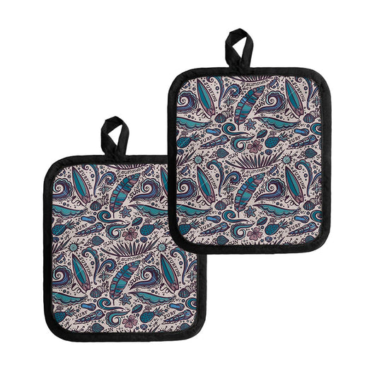 Summer Surfing Pattern Print Pot Holders