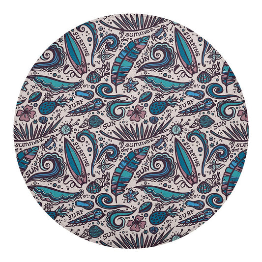 Summer Surfing Pattern Print Round Blanket