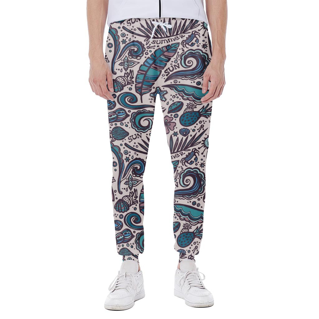 Summer Surfing Pattern Print Scuba Joggers