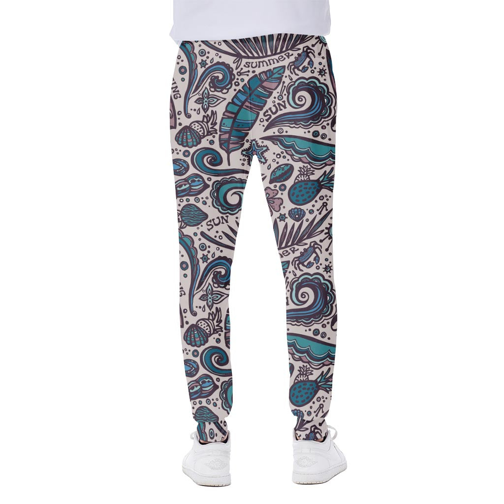 Summer Surfing Pattern Print Scuba Joggers