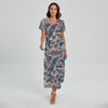 Summer Surfing Pattern Print Short Sleeve Maxi Dress