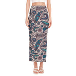 Summer Surfing Pattern Print Side Slit Maxi Skirt