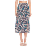 Summer Surfing Pattern Print Side Slit Midi Skirt