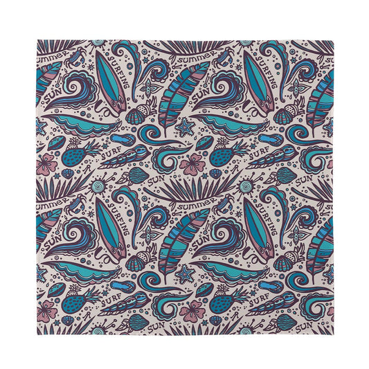 Summer Surfing Pattern Print Silk Bandana